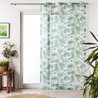 Voilage a oeillets 140 x 240 cm voile sablé imprimé Amazonia Vert