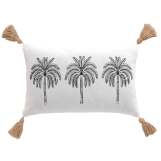 Coussin dehous. compr. pompons 30 x 50 cm coton imprime oasia des .place Sans