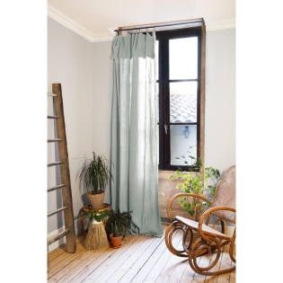 rideau ajustable + 8 anneaux pince 140 x 300 cm gaze de coton unie gaïa eucalyptus