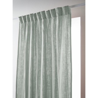 Rideau Galon Fronceur 140 x 240 cm - Double Gaze de Coton 125GR/M² - Uni Gaïa Eucalyptus