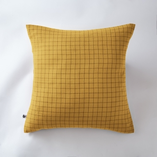Taie d'oreiller gaze de coton tissée 60 x 60 cm gaïa mix Jaune safran