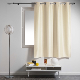 Rideau a oeillets metal 140 x 180 cm polyester uni essentiel Naturel