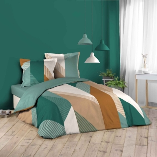 Housse de couette imprimé 260 x 240 cm 100% coton + 2 taies Malone