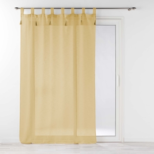 Voilage à passants + pompons 140 x 240 cm polyester effet lin Dalila Miel
