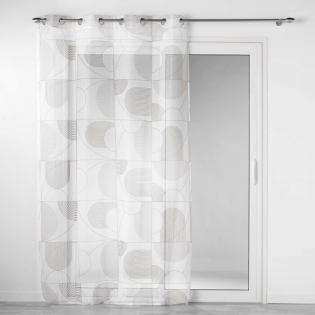 Voilage a oeillets 140 x 280 cm voile sablé imprimé Esquisse Blanc