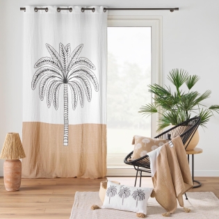 Rideau déco a oeillets 140 x 240 cm en gaze de coton imprime Oasia