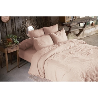Pack double gaze de coton housse de couette 240 x 220 cm + 2 taies d'oreiller 60 x 60 rose Rose