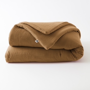 Édredon 180 x 240 cm - Double Gaze de Coton 125 gr/m² - Uni Gaïa Camel