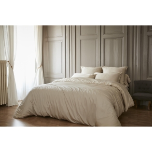 Housse de couette 260 x 240 cm bambou de satin 120 fils Salomé Naturel