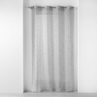 Panneau a oeillets 140 x 280 cm effet lin tisse imprime salome Gris