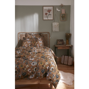 Housse de couette 140 x 200 cm double gaze de coton imprimée Camélia