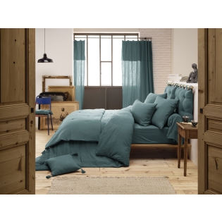 Housse de couette 200 x 200 cm en double gaze de coton – Bleu canard