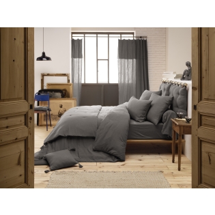 Housse de couette 200 x 200 cm en double gaze de coton – Gris anthracite