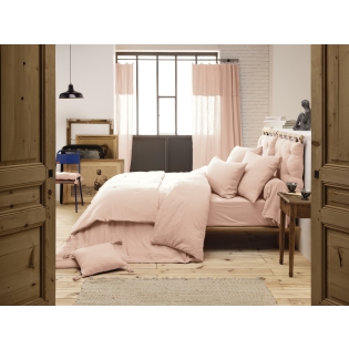 Housse de couette 200 x 200 cm en double gaze de coton – Rose guimauve