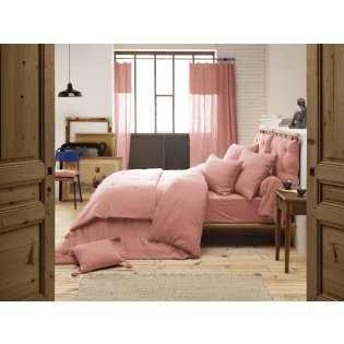 Housse de couette 200 x 200 cm en double gaze de coton – Rose pêche