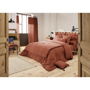 Housse de couette double gaze de coton 240 x 220 cm terracotta Orange