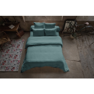 Pack gaze de coton parure de couette 220X240 cm + drap housse 140X190 + 2 taies 50X70  Bleu