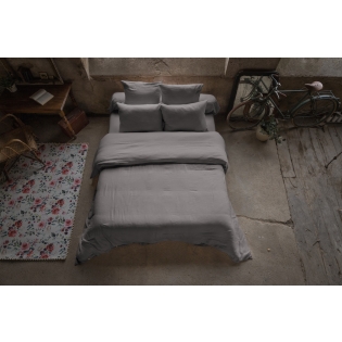 Pack double gaze de coton housse de couette 260 x 240 cm + 2 taies d'oreiller 50 x 70 anthracite Anthracite