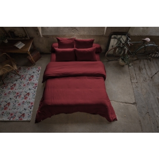 Housse de couette double gaze de coton luxe  260  x 240 cm Gaia Bordeaux