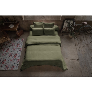 Pack double gaze de coton luxe housse de couette 240 x 220 cm + 2 taies d'oreiller 60 x 60 Romarin