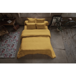Housse de couette double gaze de coton 260 x 240 cm – Gaia Jaune safran