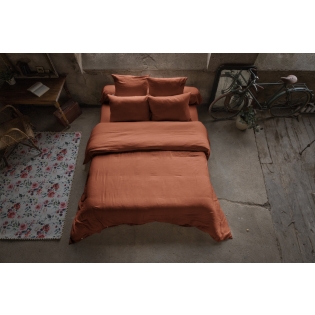Housse de couette double gaze de coton 260 x 240 cm – Gaia Terracotta
