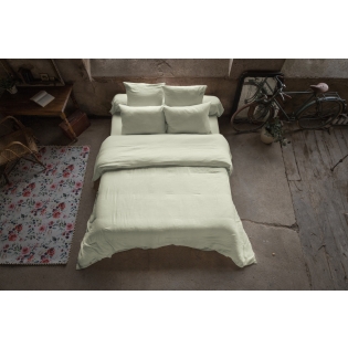Pack double gaze de coton housse de couette 240 x 220 cm + 2 taies d'oreiller 50 x 70 vert 