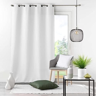 Lot de 4 Rideaux à Oeillets 140 x 260 cm – Polyester Uni Essentiel – Blanc