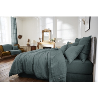 Drap plat 240 x 300 cm lin lavé soline Gris foncé
