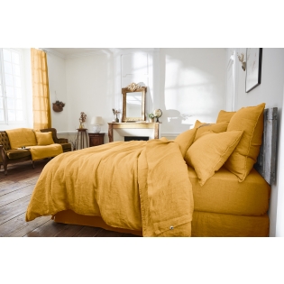 Drap Plat Soline 100% lin lavé – 270 x 300 cm – Miel (Lin Français)