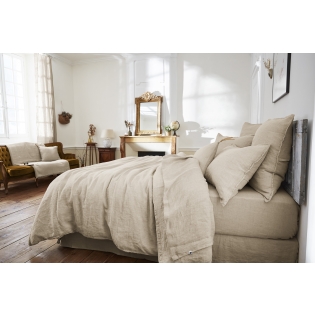 Drap plat 240 x 300 cm lin lavé soline sable Lin