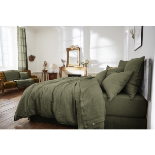 Drap Plat Soline 100% lin lavé – 240 x 300 cm – Thym (Lin Français)