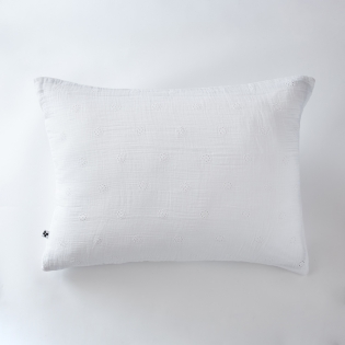 Taie d'oreiller brodée en gaze de coton 50 x 70 cm Gaïa Boho Blanc