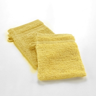 2 gants de toilette 15 x 21 cm eponge unie tendresse Mimosa