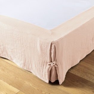 Cache-sommier gaze de coton 160 x 200 cm Gaia Rose clair