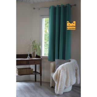 Lot de 4 rideaux occultants à oeillets – 140 x 180 cm – Petite Hauteur Bleu canard