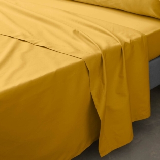Drap plat 1 pers. 180 x 290 cm percale de coton 78 fils Curry