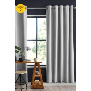 Lot de 2 rideaux occultant 140 x 280 cm grande hauteur Obscure Gris