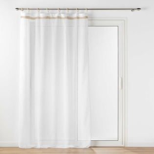 Voilage a oeillets bois 140 x 240 cm voile tisse+fantaisie Mileo Blanc