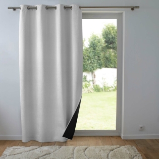 Rideau thermique phonique 140 x 260 cm 100% occultant/velours relief shadow Perle