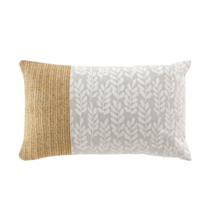 Coussin dehous. compresse 30 x 50 cm polycoton imp.+imit. raphia lesly des place Sans
