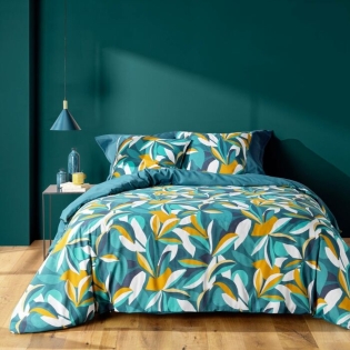 Parure 3 p. 240 x 220 cm polycoton  52 fils Lavinia Bleu