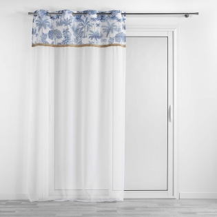 Voilage  oeillets 140 x 240 cm voile sablé Amazonia Bleu