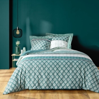 Parure 3 p. 240 x 220 cm polycoton  52 fils Stria Emeraude