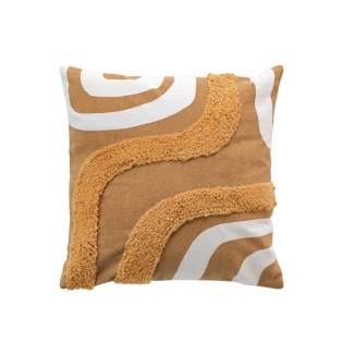 Housse de coussin 40 x 40 cm – Coton imprimé tufté Mirade Camel