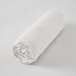 Drap Housse en Lin Lavé Soline – 160x200 cm – Blanc