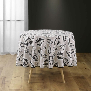 Nappe ronde (0) 180 cm polyester imprime alma Noir