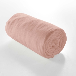 Drap housse 2 personnes 160 x 200 cm double gaze coton 57 fils Angelia Rose