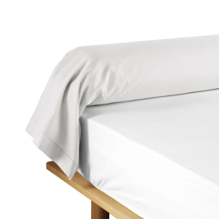 Taie de traversin 85 x 185 cm uni 57 fils lina  +point bourdon Blanc
