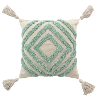 Coussin dehous. compr. pompons 40 x 40 cm coton/polyester tufte athena Sauge